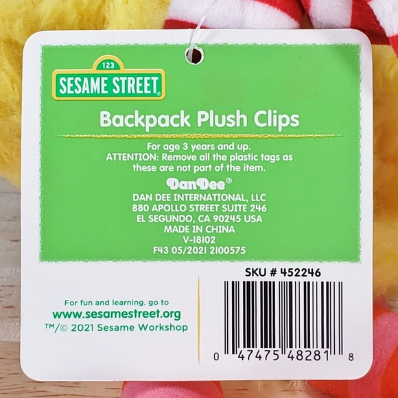 Sesame Street Dan Dee BIG BIRD 9" Backpack Clip [ 2021 ] Christmas Holiday Plush - Picture 11 of 11